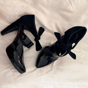 Balenciaga Ghesquiere Era Black Patent & Suede Platform Wrap Heels Rare